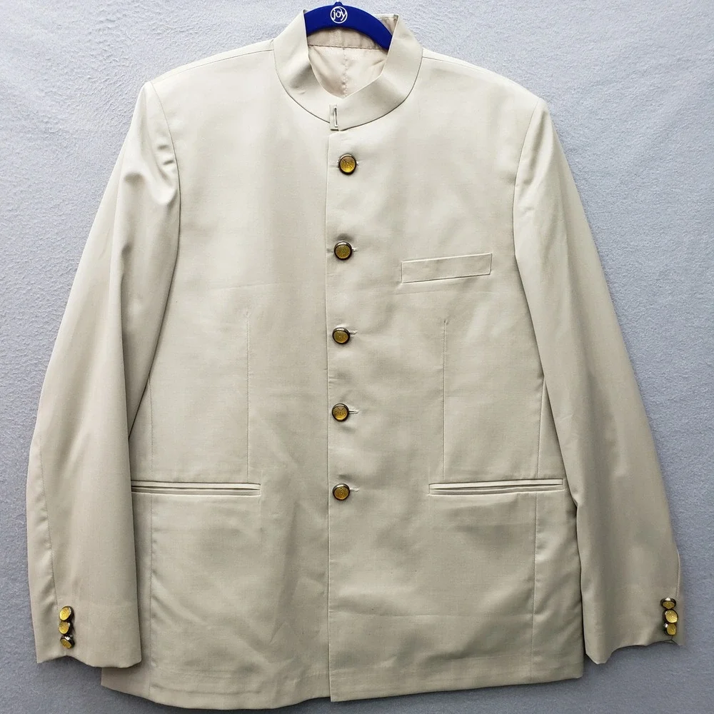 The Raymond Shop Mandarin Collar Nehru Jacket Blazer Cream Men's Size 42